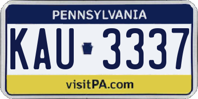 PA license plate KAU3337