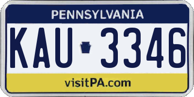 PA license plate KAU3346