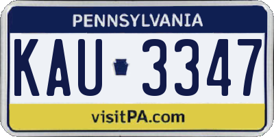 PA license plate KAU3347