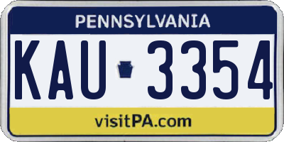 PA license plate KAU3354