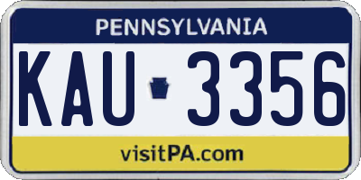PA license plate KAU3356