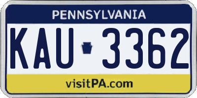 PA license plate KAU3362