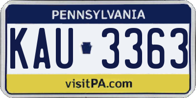 PA license plate KAU3363
