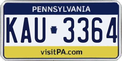PA license plate KAU3364