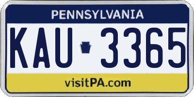 PA license plate KAU3365