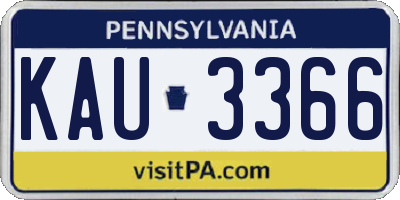 PA license plate KAU3366