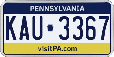 PA license plate KAU3367