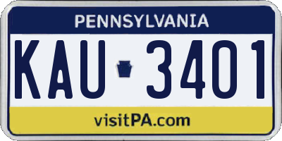 PA license plate KAU3401