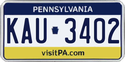 PA license plate KAU3402