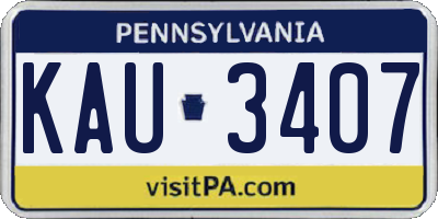 PA license plate KAU3407