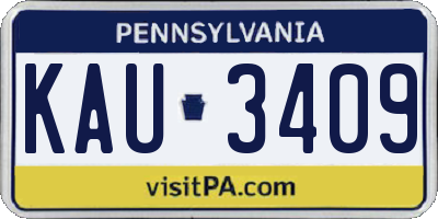 PA license plate KAU3409