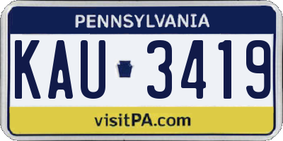 PA license plate KAU3419