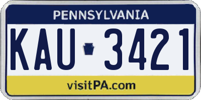 PA license plate KAU3421