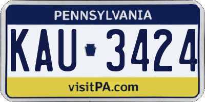 PA license plate KAU3424