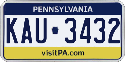 PA license plate KAU3432