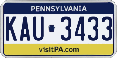 PA license plate KAU3433