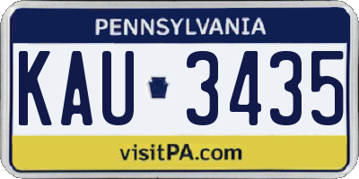 PA license plate KAU3435