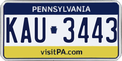 PA license plate KAU3443