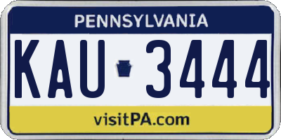 PA license plate KAU3444