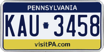 PA license plate KAU3458
