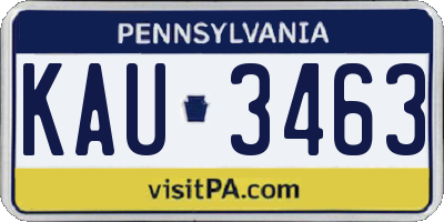 PA license plate KAU3463