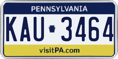 PA license plate KAU3464