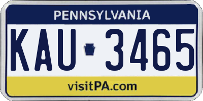 PA license plate KAU3465