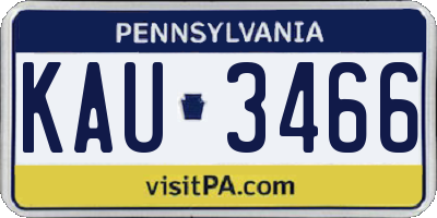 PA license plate KAU3466