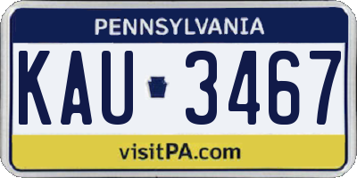 PA license plate KAU3467