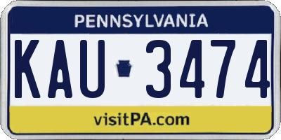 PA license plate KAU3474