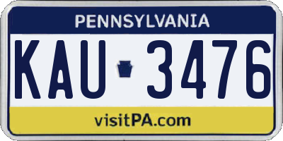 PA license plate KAU3476