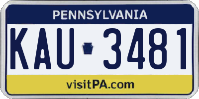 PA license plate KAU3481