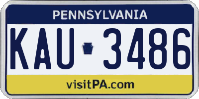 PA license plate KAU3486