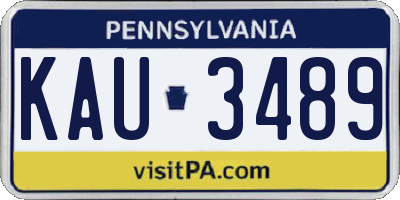 PA license plate KAU3489