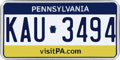PA license plate KAU3494