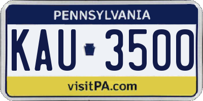 PA license plate KAU3500