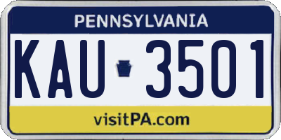 PA license plate KAU3501