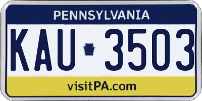PA license plate KAU3503