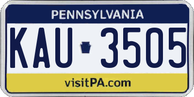 PA license plate KAU3505