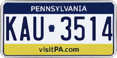 PA license plate KAU3514