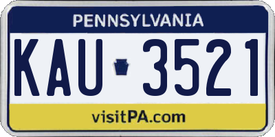 PA license plate KAU3521