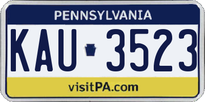 PA license plate KAU3523