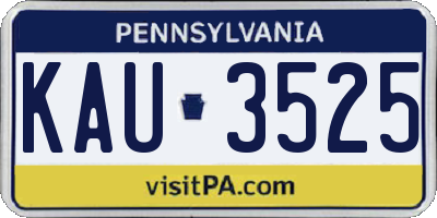 PA license plate KAU3525