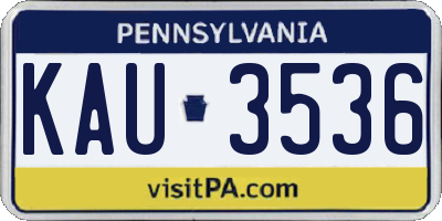 PA license plate KAU3536
