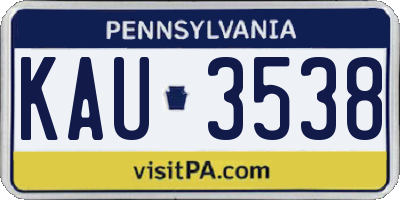PA license plate KAU3538