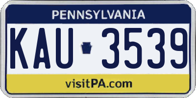 PA license plate KAU3539