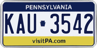 PA license plate KAU3542
