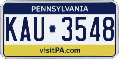 PA license plate KAU3548