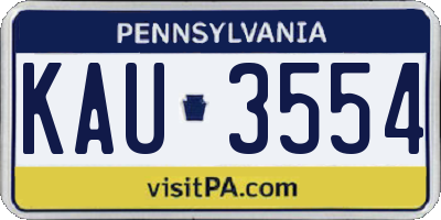 PA license plate KAU3554