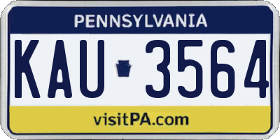 PA license plate KAU3564